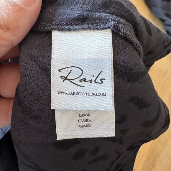 Rails Blue Black Jasmine Ash Cheetah Print Long Sleeve V-neck Mini Dress‎ L - Picture 13 of 16